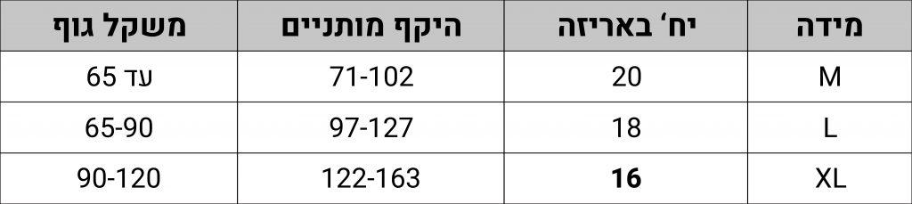 טבלת-מידות-prevail-2